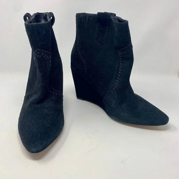 Rebecca Minkoff Bianca Wedge Booties Black Suede - Picture 5 of 12